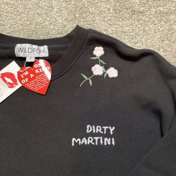 NEW Wildfox Dirty Martini Roadtrip Sweatshirt | Pirate Black Small - Picture 9 of 10